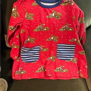 Mini Boden Red Shirt with Deer Print